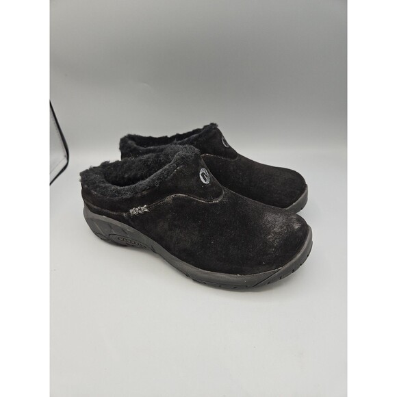 Merrell Slip-On Womens 6.5 Black Encore Ice Mule Suede Shearling Style J005130 - Picture 1 of 11